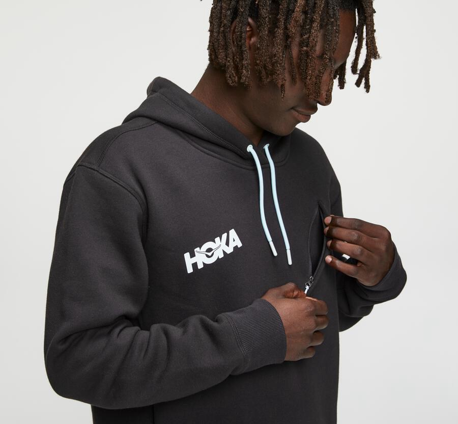 Hoka Australia One One Performance - Mens Hoodie Black - ECDLH-4630